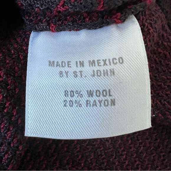 ST. JOHN x Marie Gray Burgundy Black Knit Cropped Mock Neck Sleeveless Top Sz L - Picture 13 of 15